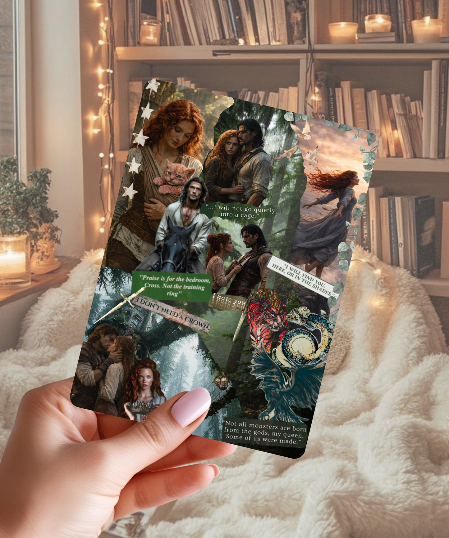 Shield of Sparrows Digital Kindle Insert | Fantasy Romantasy Collage | Instant Download | Enchanted Bookcase