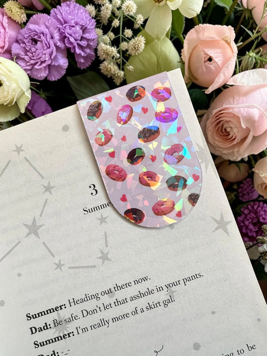 Holographic Donut & Heart Magnetic Bookmark | Bookish Page Marker