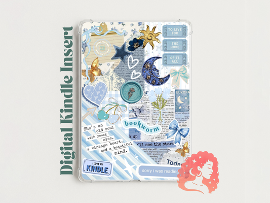 Blue Bookish Digital Kindle Insert