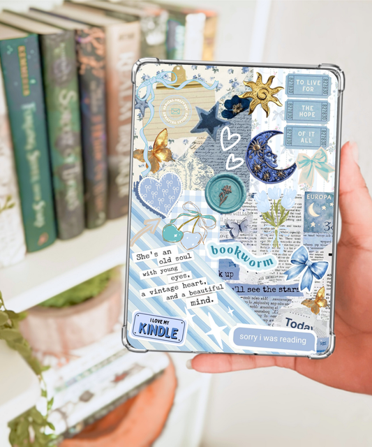 Blue Bookish Kindle Insert | Old Soul Vintage Collage
