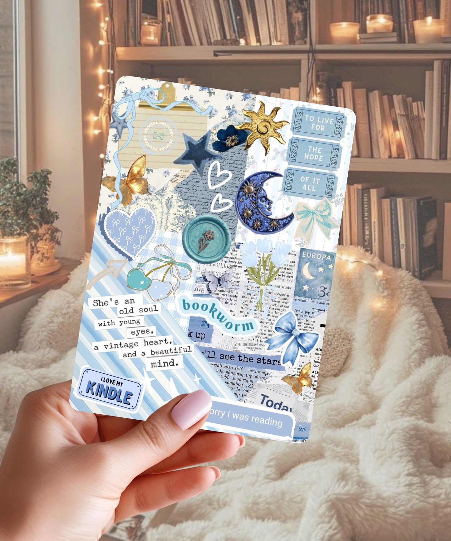 Blue Bookish Digital Kindle Insert