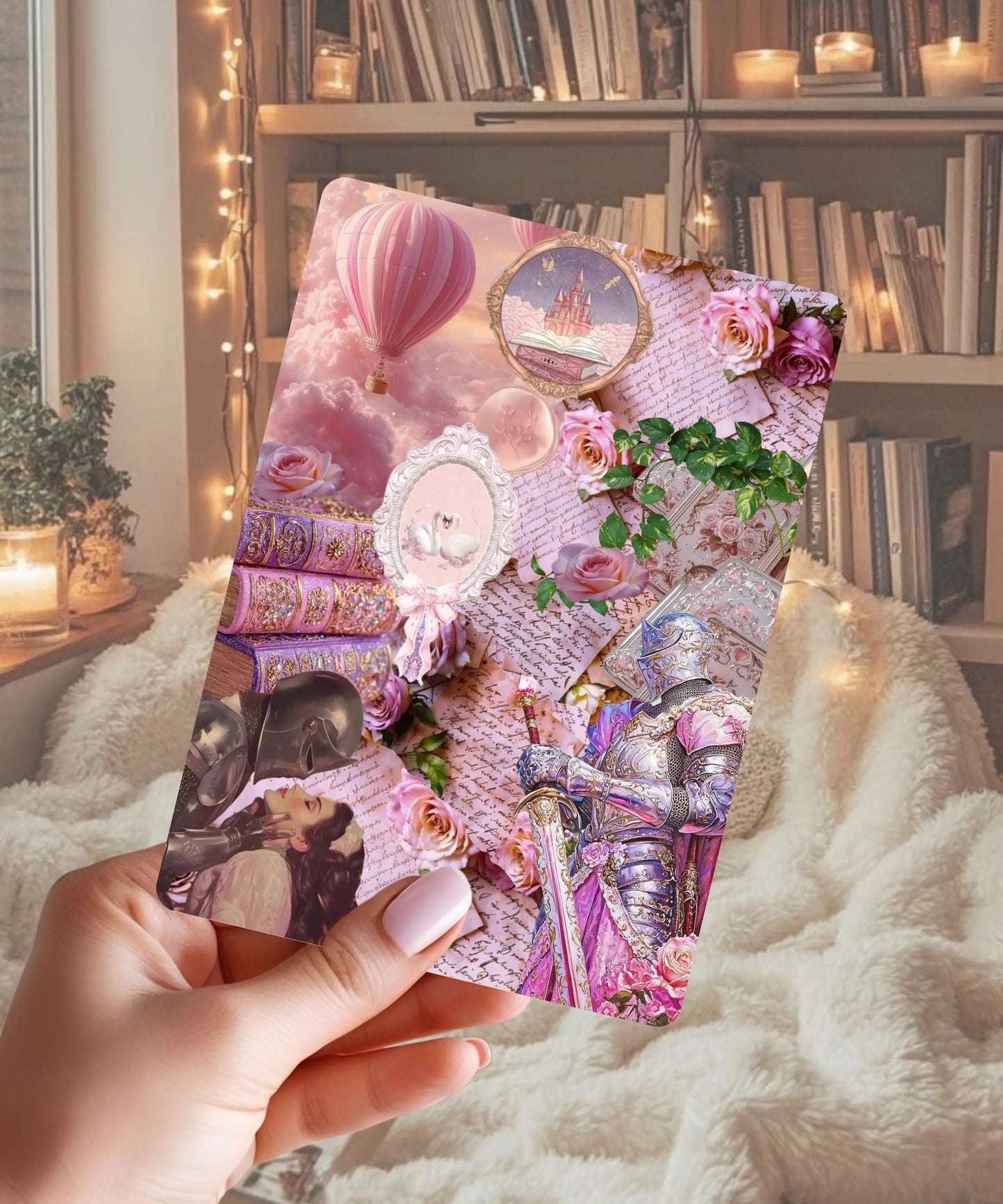 Fantasy Kindle Insert | Romantasy Aesthetic Kindle Insert | Princess Reader Insert | BookTok Fantasy| Pink Romantic Fantasy Enchanted Bookcase