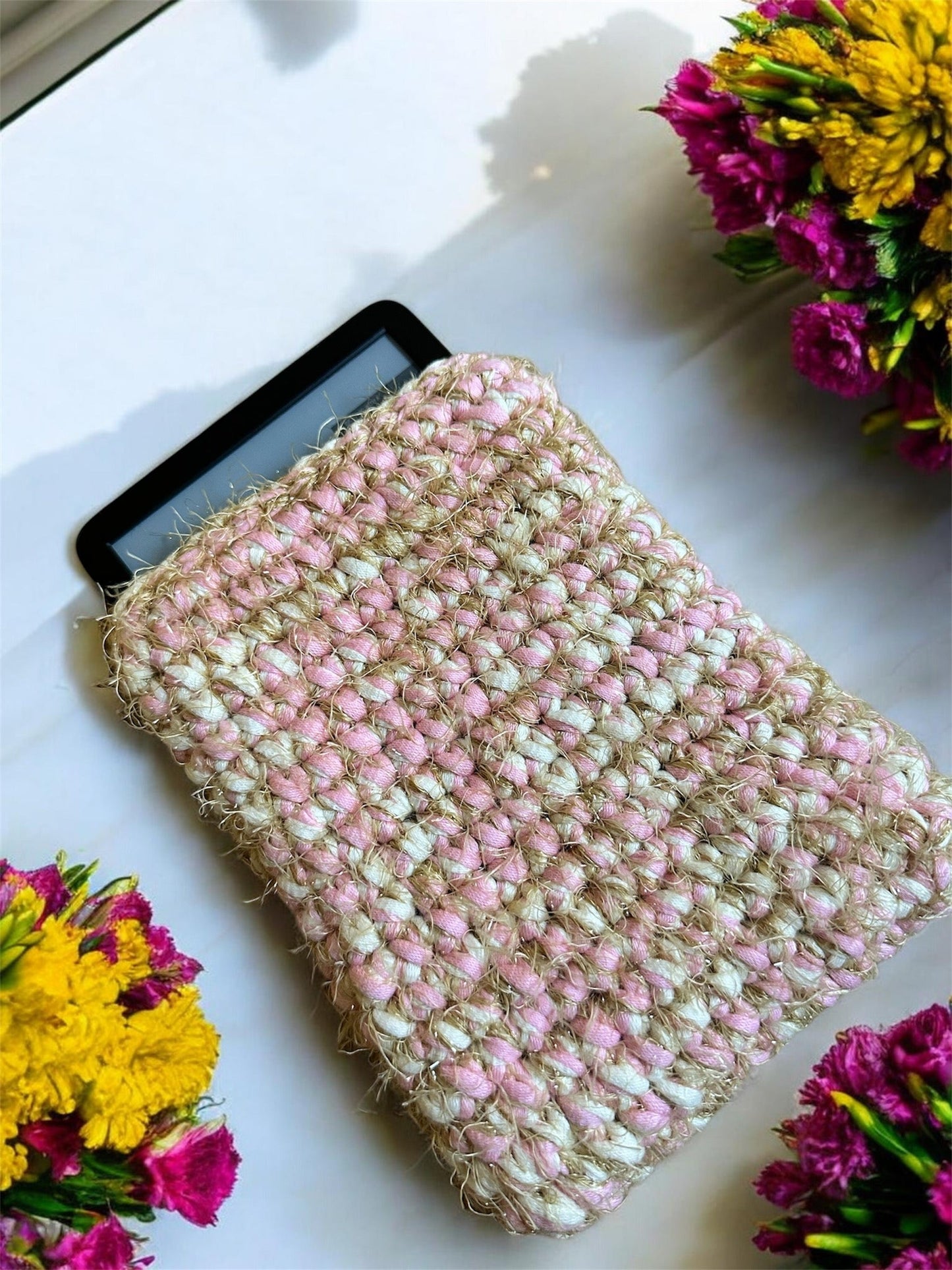 Handmade Crochet Kindle Sleeve Enchanted Bookcase