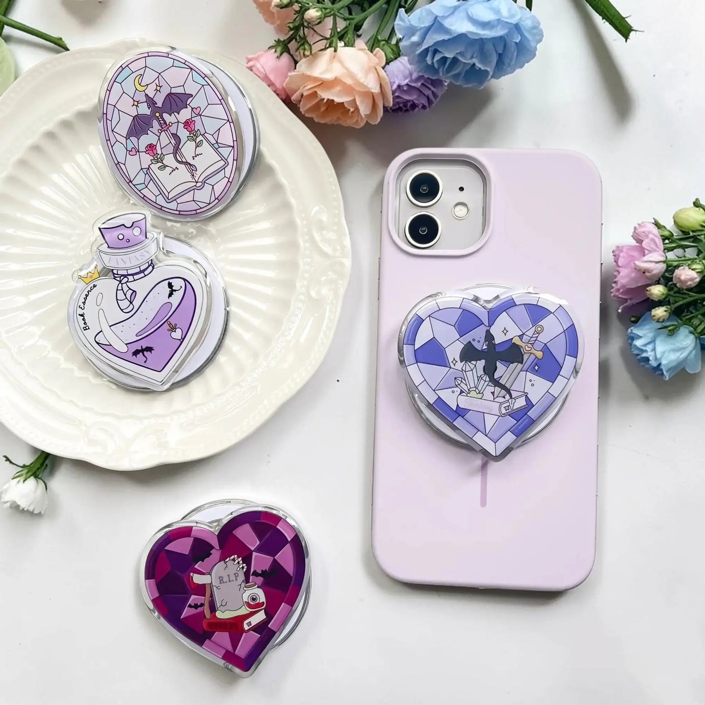 Magnetic Phone Grip Cute Accessories for Kindle Popping Socket Collapsible Stand Holder for Phone eReaders Book Lover Gifts Dropshipman