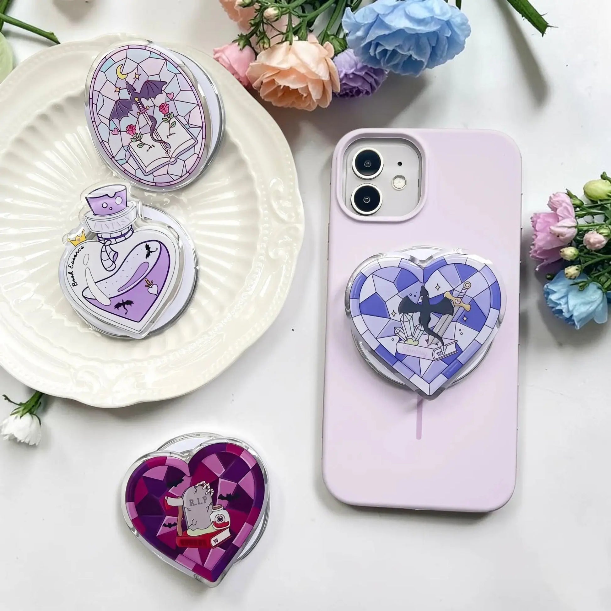 Magnetic Phone Grip Cute Accessories for Kindle Popping Socket Collapsible Stand Holder for Phone eReaders Book Lover Gifts Dropshipman