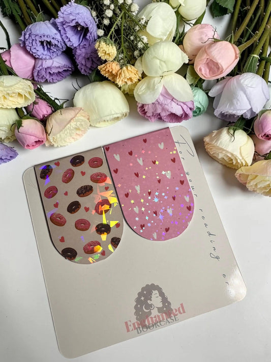 Holographic Donut & Heart Magnetic Bookmark | Bookish Page Marker