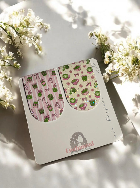 Holographic Magnetic Bookmark: Matcha & Coffee Page Marker