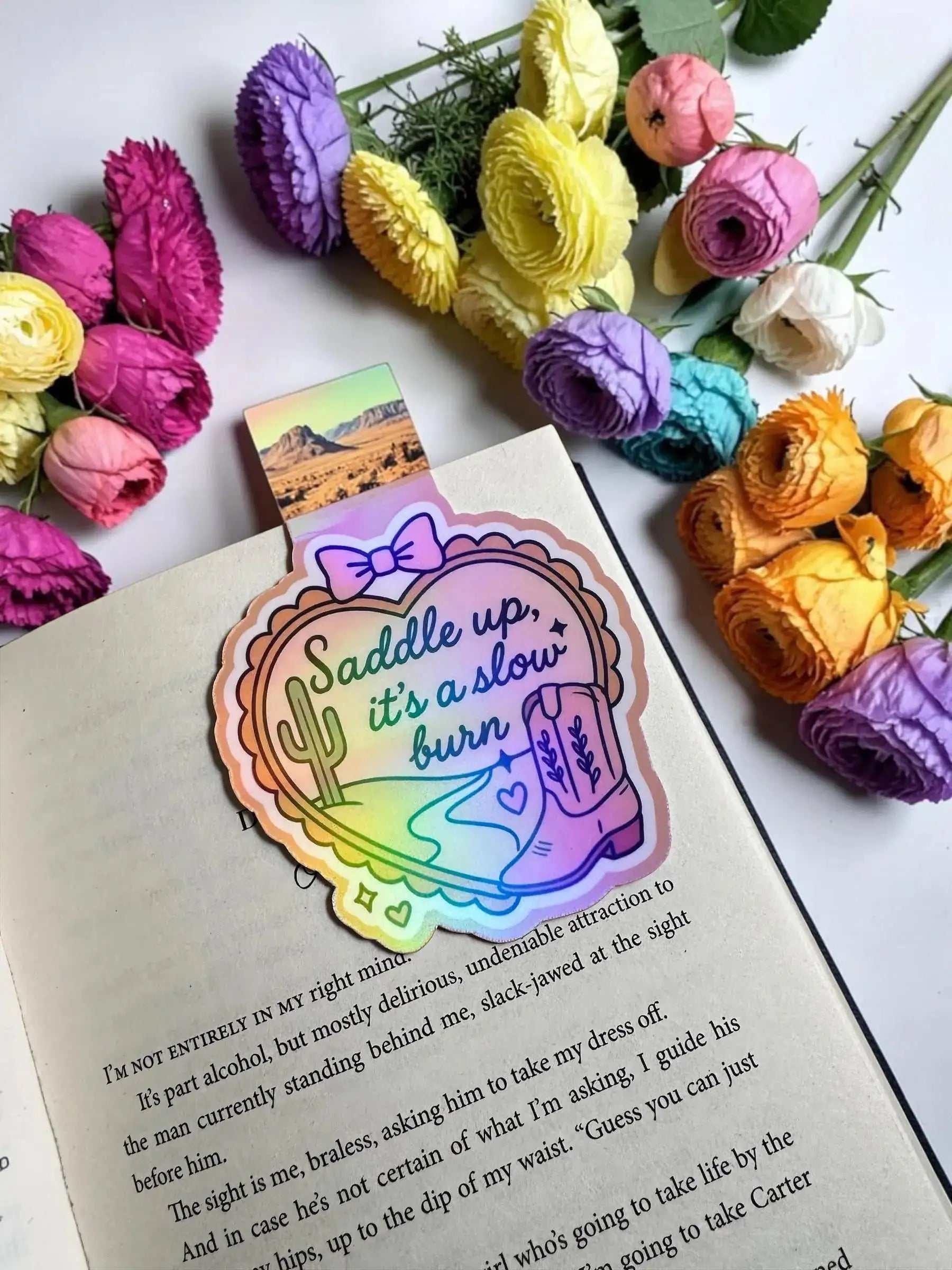 Cowboy Romance Magnetic Bookmark | Holographic Smut, Slow Burn, Western Reader Gift