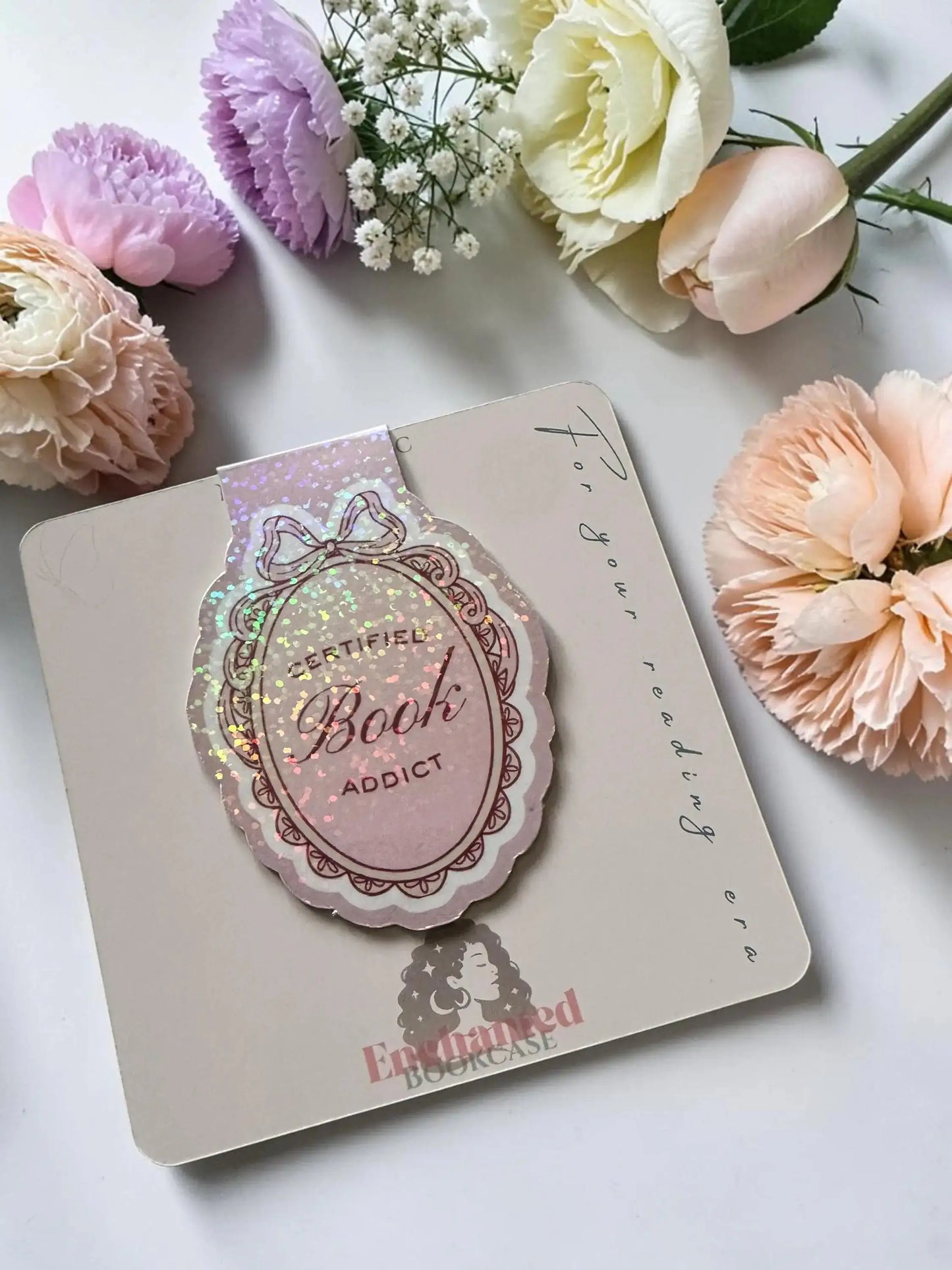 Magnetic Bookmark Book Addict Gift | Certified Book Lover Bookmark | Pink Glitter Bookmark | Cute Bookish Accessories | Reader Gift
