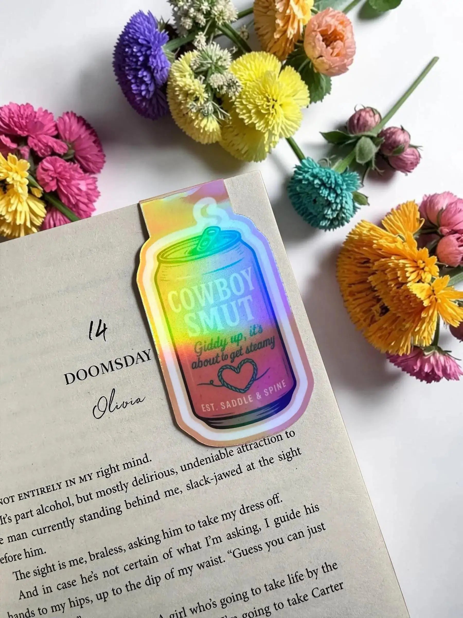 Cowboy Romance Magnetic Bookmark | Holographic Smut, Slow Burn, Western Reader Gift