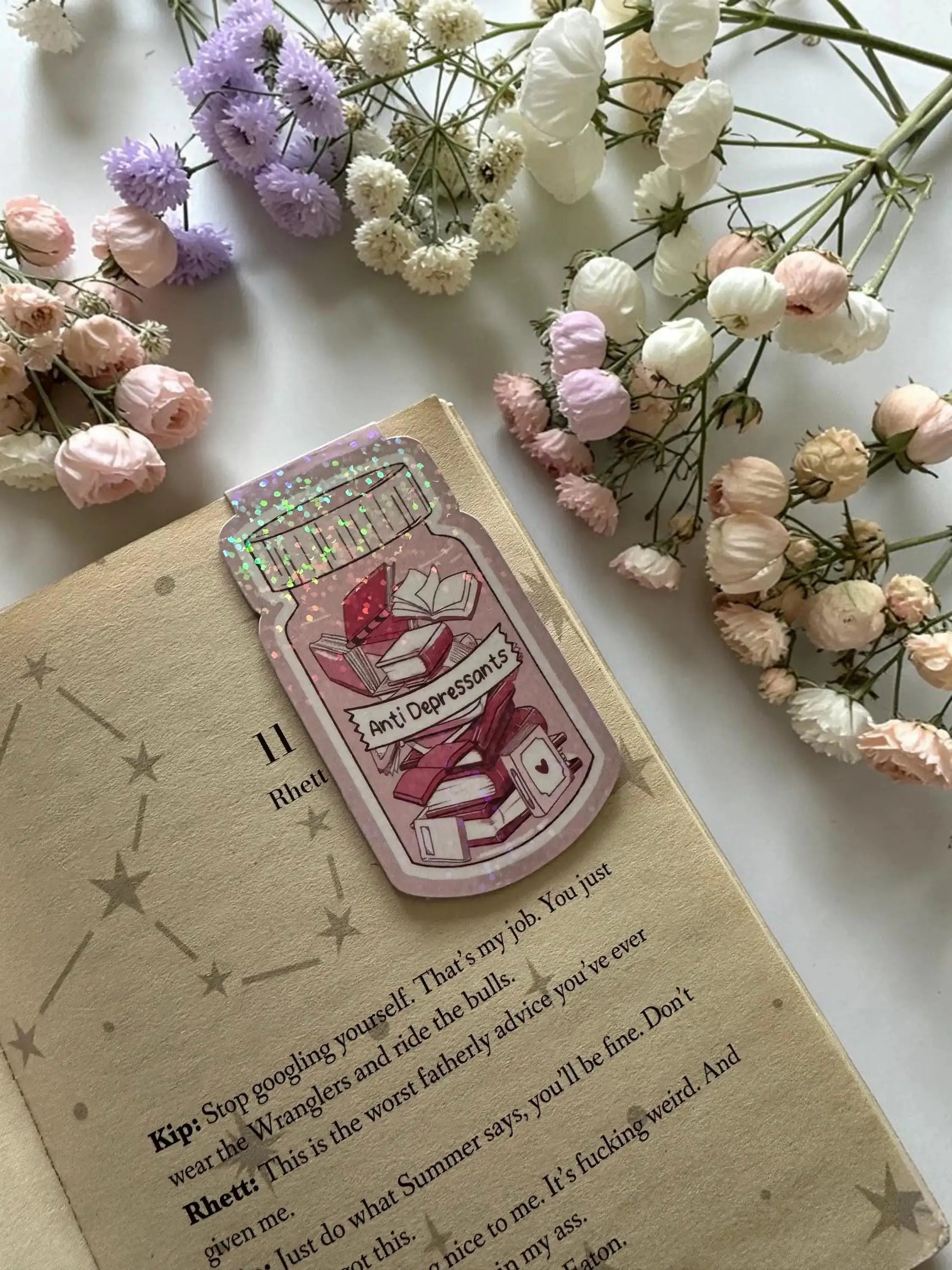 Magnetic Bookmark Book Lovers Gift | Anti Depressants Book Bookmark | Cute Pink Bookmark | Bookish Accessories | Reader Gift | BookTok