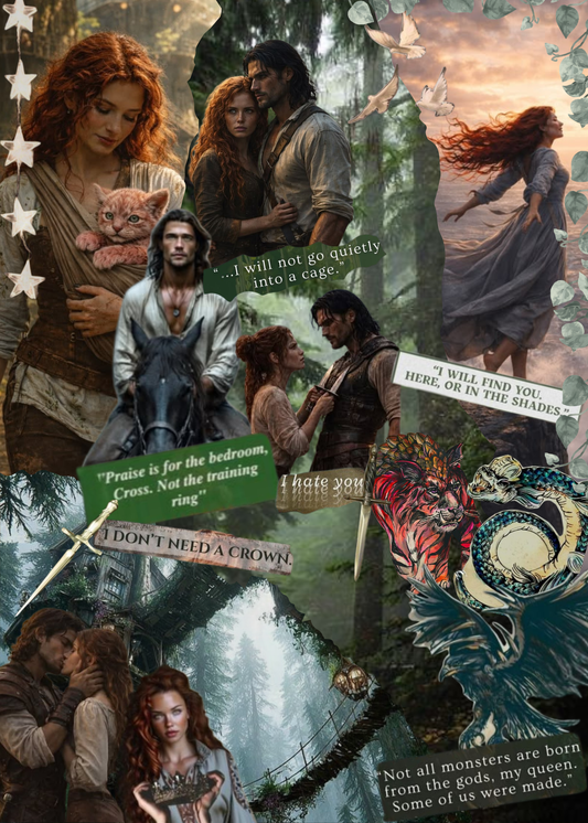 Shield of Sparrows Digital Kindle Insert | Fantasy Romantasy Collage | Instant Download | Enchanted Bookcase