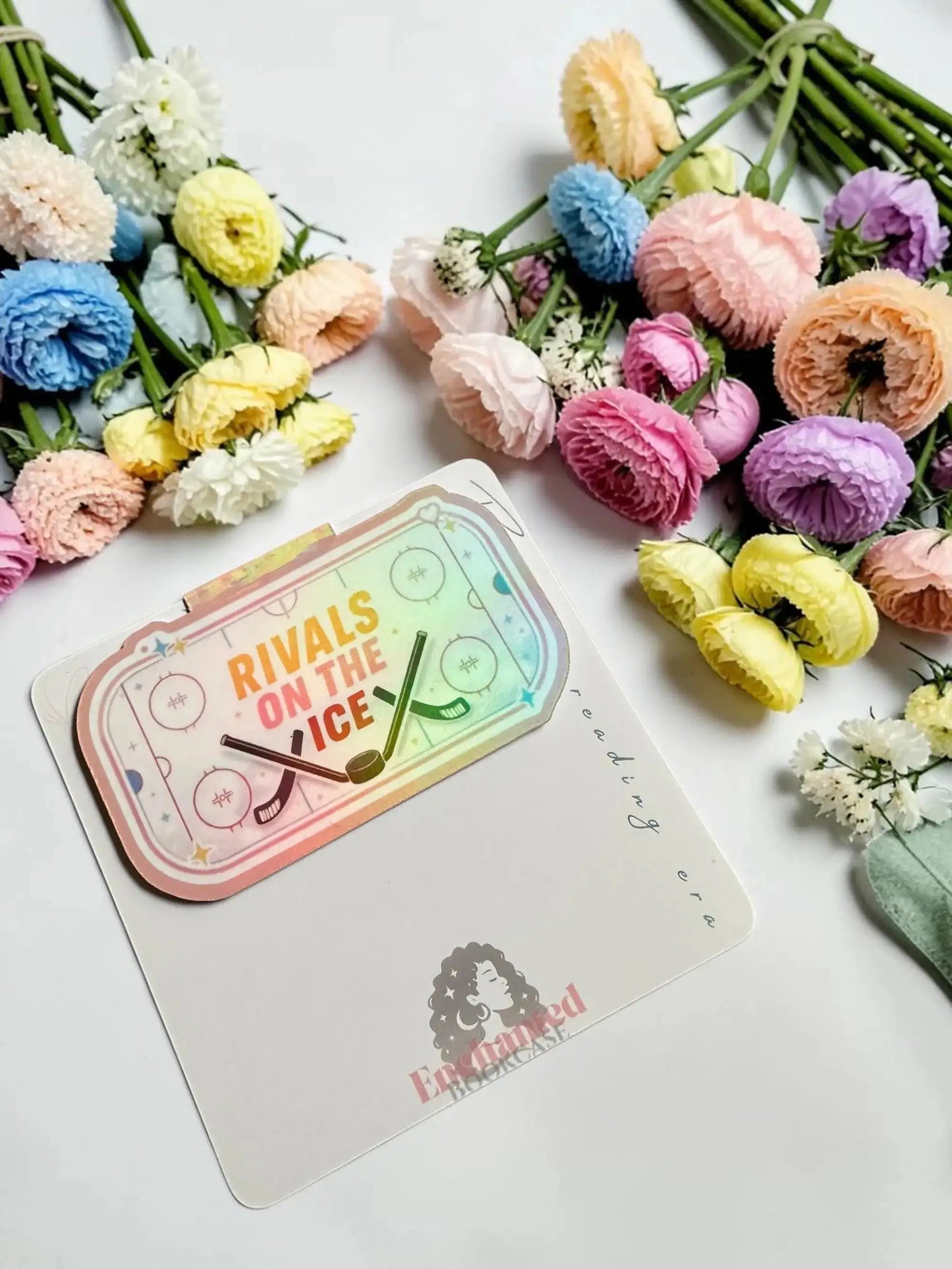 Rivals on the Ice hockey rink holographic magnetic bookmark by Enchanted Bookcase